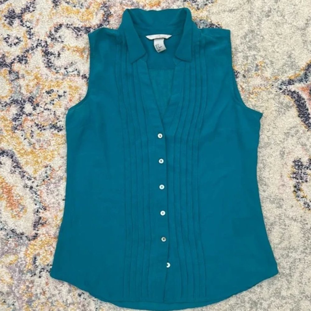 HM Button Down Teal Blouse